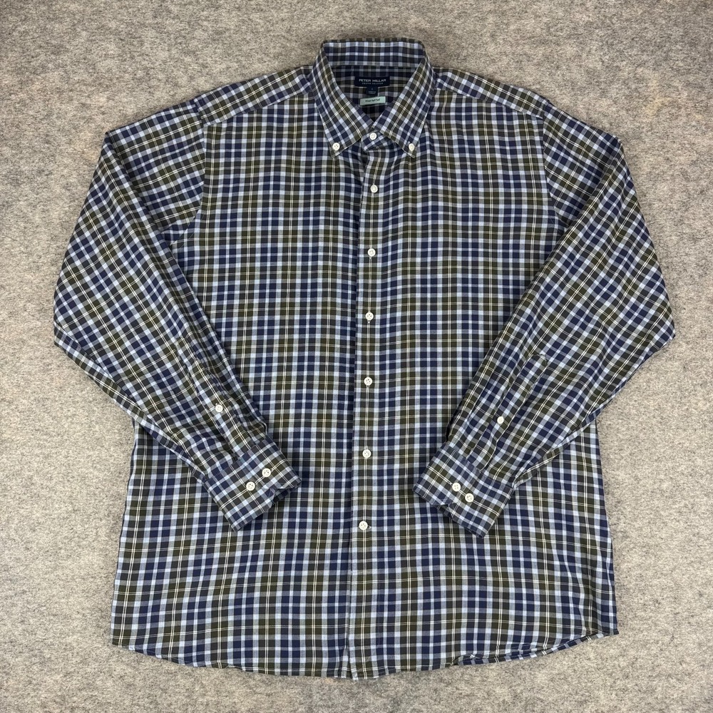 Peter Millar Crown Crafted Winter Soft Twill‎ Sport Shirt Button Mens Large L